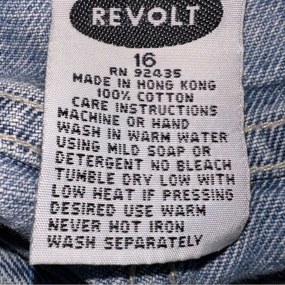 Vintage Revolt Jean Shorts Lace Up Front Size 16 Raw Hem High Waist Rigid Cotton - Picture 4 of 11